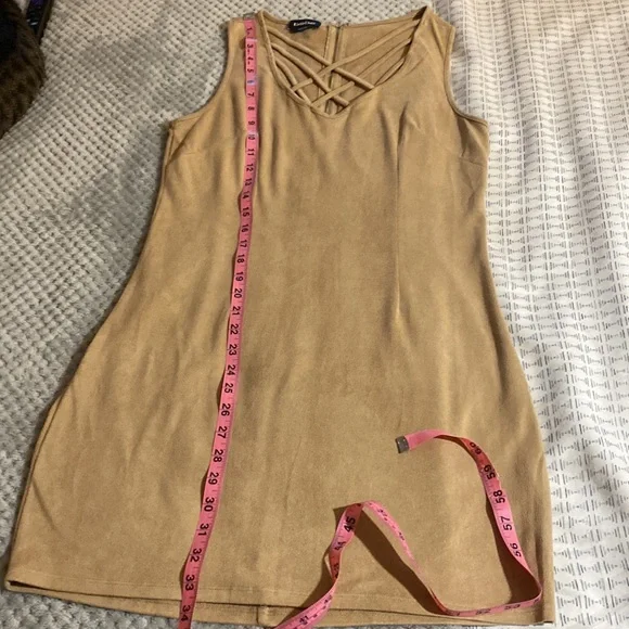 Bebe tan faux suede mini dress, size large - Picture 5 of 7